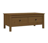 QJBSAVVA Tavolino da Salotto 2 Cassetti 100x50x40 cm Legno Massello Pino | Dotato di due ampi cassetti portaoggetti per il soggiorno, ideale per organizzare accessori vicino al divano in casa.