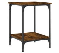 QJBSAVVA Tavolino da Salotto 40x40x55 cm Rovere Fumo in Legno e Ferro | Mobiletto multilivello compatto con ripiani per soggiorno o studio, ideale come piano d'appoggio accanto al divano.