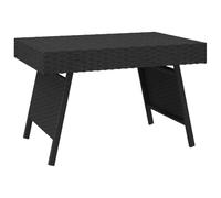 QJBSAVVA Tavolino pieghevole nero, 60 x 40 x 38 cm, in polyrattan, per giardino, balcone, terrazza e interni, piccolo tavolino da caffè con robusto telaio in acciaio e effetto rattan sintetico