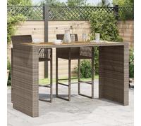 QJBSAVVA Tavolo Bar da Giardino con Piano in Acacia 185x80x110 cm in Rattan PE Grigio per Esterni Design Moderno Giardino Patio Balcone