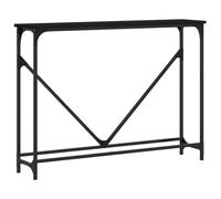QJBSAVVA Tavolo consolle nero, 102 x 22,5 x 75 cm, da corridoio, in legno e metallo, stabile, per corridoio, soggiorno e ingresso, design industriale