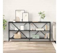 QJBSAVVA Tavolo consolle nero rovere, 160 x 30 x 75 cm, con ripiano e gambe in ferro, design industriale, robusto, per corridoio, soggiorno, camera da letto