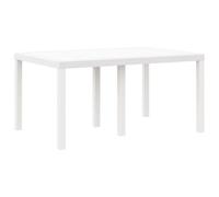 QJBSAVVA Tavolo da giardino bianco, 150 x 100 x 73 cm, in polyrattan, per esterni, giardino, terrazza e balcone, moderno tavolo rettangolare con robusta struttura in acciaio, per cene in famiglia