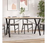 QJBSAVVA Tavolo da Pranzo in Legno Massello di Pino con Telaio a Y Acciaio, 140x80x75 cm, Tavolo da Cucina Salvaspazio per Pranzi in Famiglia
