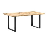 QJBSAVVA Tavolo da Pranzo Industriale in Legno Massello di Mango con Gambe Ferro 180x90x76 cm Naturale Nero Durevole Facile da Montare per Cucina e Sala da Pranzo