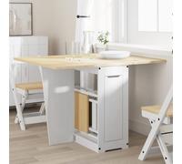 QJBSAVVA Tavolo da Pranzo Pieghevole Salvaspazio in Legno di Pino Bianco e Ambra, Estensibile da 42 a 114 cm per Cucina, Balcone o Soggiorno, Design Moderno