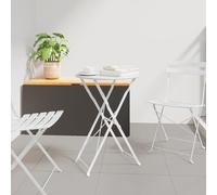 QJBSAVVA Tavolo Pieghevole da Esterno Bianco Rotondo Ø50x71 cm in Acciaio Verniciato - Tavolino da Giardino Piccolo per Balcone, Design Elegante e Salvaspazio