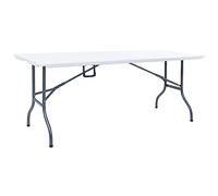 QJBSAVVA Tavolo Pieghevole da Giardino per Esterno Bianco e Nero 180x72x72 cm in HDPE con Custodia Portatile, Adatto per Picnic Feste e Campeggio