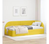 QJBSAVVA Telaio letto angolare giallo 80 x 200 cm con testiera regolabile in velluto e robusta struttura in legno come Daybed salvaspazio per piccoli appartamenti, camera dei ragazzi e angolo degli