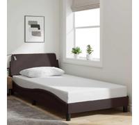 QJBSAVVA Telaio letto Dover marrone scuro 100 x 200 cm in tessuto resistente con testiera, design moderno ondulato, robuste gambe in metallo per camera dei ragazzi, camera degli ospiti e camera da