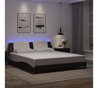 QJBSAVVA Telaio letto Zara con LED 180 x 200 cm, in ecopelle nera e bianca, design ondulato per camera da letto, camera dei ragazzi