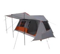 QJBSAVVA Tenda a tunnel per 6 persone, per campeggio all'aperto e viaggi di gruppo, spaziosa tenda da campeggio con aste in fibra di vetro e borsa per il trasporto, grigio e arancione, 400 x 278 x 182