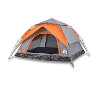 QJBSAVVA Tenda da campeggio a cupola per 4 persone con sistema di sgancio rapido, tenda automatica per famiglie, poliestere 190T con rivestimento in PU, 230 x 230 x 140 cm, grigio e arancione