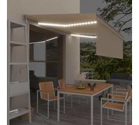 QJBSAVVA Tenda da sole automatica con illuminazione a LED e sensore di vento, 4 x 3 m, color crema, antracite, telaio in alluminio, resistente ai raggi UV, per terrazza, balcone e giardino