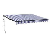QJBSAVVA Tenda da sole con braccio articolato, 3,5 x 2,5 m, blu e bianco, robusta tenda da sole con manovella per terrazza e balcone, montaggio a parete, protezione dagli sguardi indiscreti in