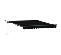QJBSAVVA Tenda da sole da 350 x 250 cm, per terrazza e balcone, retrattile con braccio articolato in poliestere, telaio stabile con doppio controllo, moderno ombra di colore nero
