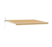 QJBSAVVA Tenda da sole elettrica retrattile, 4,5 x 3 m, con braccio articolato, per terrazza e balcone, semicassetta con telecomando e manovella, telaio in alluminio, colore giallo, grigio, bianco