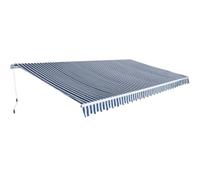 QJBSAVVA Tenda da Sole Manuale Retrattile 600x300 cm Blu e Bianca | Copertura parasole pieghevole con struttura in alluminio e manovella a sinistra per patio, terrazzo e spazio esterno.