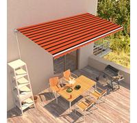 QJBSAVVA Tenda da sole per balcone e terrazza, 600 x 300 cm, funzionamento a mano, con protezione UV, tessuto arancione e marrone + telaio bianco, protezione solare retrattile per giardino e