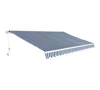 QJBSAVVA Tenda da Sole Pieghevole Manuale 500x300 cm Blu e Bianca | Protezione solare idrorepellente con telaio robusto per giardino, patio e terrazzo. Facile apertura a manovella.
