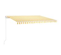 QJBSAVVA Tenda da sole retrattile, 450 x 300 cm, con braccio articolato, per terrazza e balcone, in alluminio, telaio robusto per esterni, giallo e bianco, funzionamento a manovella