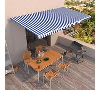 QJBSAVVA Tenda da sole retrattile manuale, 600 x 350 cm, in alluminio, con tessuto resistente ai raggi UV e manovella continua per balcone, terrazza e giardino