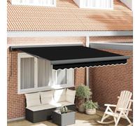QJBSAVVA Tenda da sole retrattile nera 350 x 250 cm in robusto tessuto e metallo dal design moderno e facile da usare per giardino, terrazza e balcone