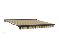 QJBSAVVA Tenda da sole retrattile per terrazza e giardino, tenda da sole con braccio articolato con meccanismo telescopico, telaio in alluminio e tessuto poliestere, a righe verdi e gialle, 300 x 250