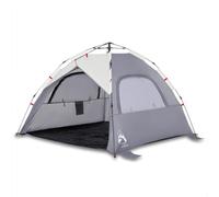QJBSAVVA Tenda da spiaggia per 3 persone, colore grigio, sistema Quick Release per montaggio rapido, protezione dal vento, con sacchi di sabbia e picchetti, grande tenda da spiaggia per vacanze e