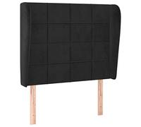 QJBSAVVA Testiera con orecchie, 83 x 23 x 118/128 cm, in velluto, per letto singolo, regolabile, con gambe in legno, schienale, per struttura del letto, camera da letto, colore: nero