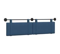 QJBSAVVA Testiera da appendere in tessuto blu, pannello posteriore del letto, montaggio a parete, per camera da letto e camera degli ospiti, cuscino imbottito da parete con passanti rimovibili, 170 x