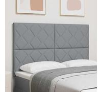 QJBSAVVA Testiera da letto con LED grigio chiaro, larghezza 160 cm, design moderno a blocchi di diamanti in tessuto, cornice in legno, luce d'atmosfera per camera da letto interna