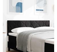 QJBSAVVA Testiera in velluto, montaggio a parete, 144 x 7 x 78 cm, colore nero, design geometrico, moderno, schienale imbottito in velluto, altezza regolabile per camera da letto e camera degli ospiti