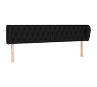 QJBSAVVA Testiera Letto ad Orecchie Nera 183x23 cm in Tessuto | Pannello testiera imbottito regolabile in altezza con orecchie laterali per camera da letto elegante e confortevole.