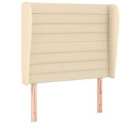 QJBSAVVA Testiera Letto ad Orecchie Tessuto Crema 103x23 cm | Imbottitura morbida per camera da letto, altezza regolabile e gambe stabili in legno per il massimo comfort serale.