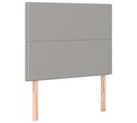 QJBSAVVA Testiera Letto Imbottita Tessuto Grigio Chiaro 100x5x128 cm | Elemento d'arredo per camera da letto con altezza regolabile, imbottitura in schiuma e dettagli decorativi con rivetti.