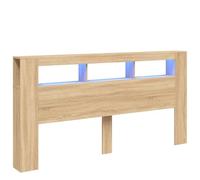 QJBSAVVA testiera letto matrimoniale/singolo Spalliera Letto Testiera Letto Una Piazza E Mezza - Testiera LED Rovere Sonoma 200x18,5x103,5 cm Legno Multistrato per Albergo