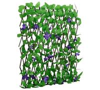 QJBSAVVA Traliccio con edera artificiale, estensibile, per giardino e balcone, recinzione in legno con pianta artificiale, verde, 180 x 70 cm, griglia decorativa a forbice con foglie e fiori