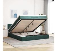 QJBSAVVA Velvet Pouf Bed 160 x 200 cm Dark Green with Pocket Spring Mattress and Storage Space, telaio robusto per Bedroom and Guest Room