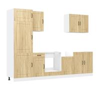 QJBSAVVA Vetrina Soggiorno Mobile Cucina Mobile per Cucina Mobile Ingresso - Set Mobili da Cucina 7 pz Kalmar Rovere Sonoma in Truciolato per Soggiorno Esterno Bagno Camera Da Letto