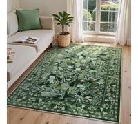 QJDTZMD Tappeto Salotto Moderno Lavabile 140 x 160 cm Tappeti Camera da Letto Tappeto Pelo Corto Antiscivolo Morbido Tappeti Moderni Soggiorno Grandi foglie verdi moderne retrò