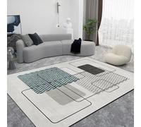 QJDTZMD Tappeto Salotto Moderno Lavabile 140 x 160 cm Tappeti Camera da Letto Tappeto Pelo Corto Antiscivolo Morbido Tappeti Moderni Soggiorno Grandi Linee geometriche moderne beige verde