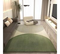 QJDTZMD Tappeto Salotto Moderno Lavabile 140 x 160 cm Tappeti Camera da Letto Tappeto Pelo Corto Antiscivolo Morbido Tappeti Moderni Soggiorno Grandi Linee geometriche moderne verde beige