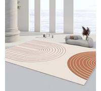 QJDTZMD Tappeto Salotto Moderno Lavabile 140 x 160 cm Tappeti Camera da Letto Tappeto Pelo Corto Antiscivolo Morbido Tappeti Moderni Soggiorno Grandi Linee geometriche moderne bianco arancio