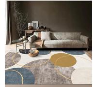 QJDTZMD Tappeto Salotto Moderno Lavabile 140 x 160 cm Tappeti Camera da Letto Tappeto Pelo Corto Antiscivolo Morbido Tappeti Moderni Soggiorno Grandi Linee geometriche moderne giallo blu bianco