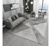 QJDTZMD Tappeto Salotto Moderno Lavabile 140 x 160 cm Tappeti Camera da Letto Tappeto Pelo Corto Antiscivolo Morbido Tappeti Moderni Soggiorno Grandi Linee geometriche moderne grigie e gialle