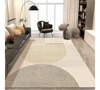 QJDTZMD Tappeto Salotto Moderno Lavabile 140 x 160 cm Tappeti Camera da Letto Tappeto Pelo Corto Antiscivolo Morbido Tappeti Moderni Soggiorno Grandi Linee geometriche moderne bianco marrone