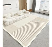 QJDTZMD Tappeto Salotto Moderno Lavabile 140 x 160 cm Tappeti Camera da Letto Tappeto Pelo Corto Antiscivolo Morbido Tappeti Moderni Soggiorno Grandi Linee geometriche moderne beige