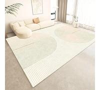 QJDTZMD Tappeto Salotto Moderno Lavabile 140 x 160 cm Tappeti Camera da Letto Tappeto Pelo Corto Antiscivolo Morbido Tappeti Moderni Soggiorno Grandi Linee geometriche moderne beige