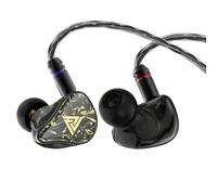 QJF Kaiser - Auricolari in-ear con cavo, Hi-Fi stereo IEM, doppio driver, isolamento acustico, jack da 3,5 mm, per gaming, musica, laptop, musicisti (nero, con microfono)